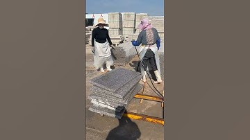 The production and loading process of gray granite cladding for exterior walls.#화강암  #御影石 #外壁石材