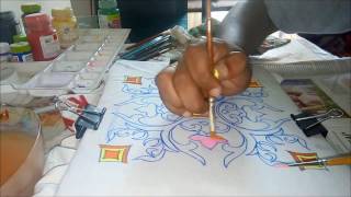 Fun and Experiments with Acrylic colors- Symmetric Design on TShirt- Time Lapse