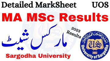 MA MSc Results 2023 Detailed Marksheet UOS | MA Results 2023 UOS | MSc Results 2023 UOS