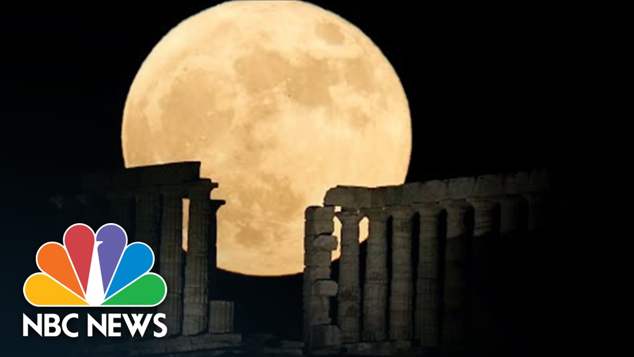 Watch: Strawberry Supermoon Rises Over Greek Temple