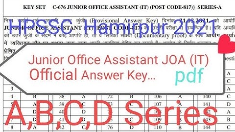 JOA (IT) 2021 Official Answer Key released Post code 817 pdf