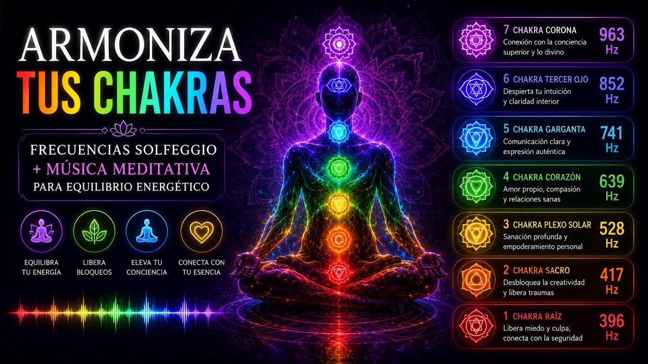 Armoniza tus Chakras | Frecuencias Solfeggio + Música Meditativa para ...