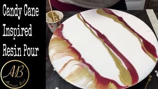Candy cane inspired resin pour