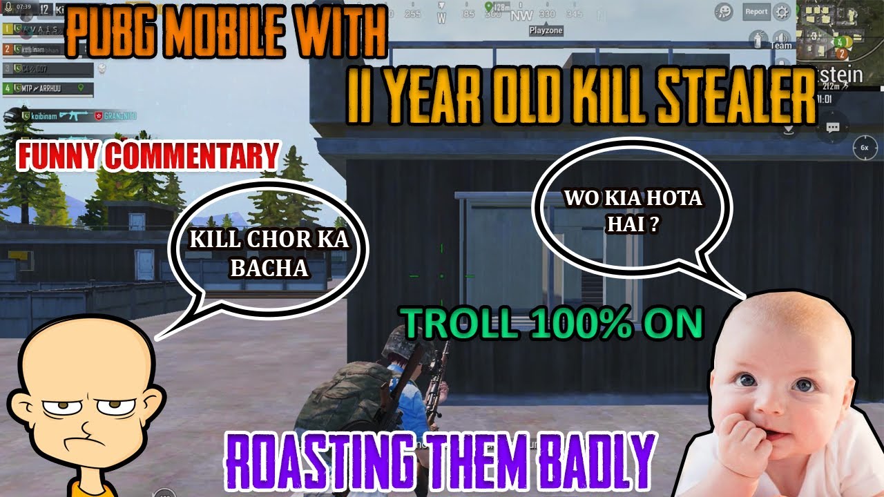 PUBG MOBILE | 11 YEAR OLD KILL STEALER | ROAST+TROLL | FUNNY COMMENTARY