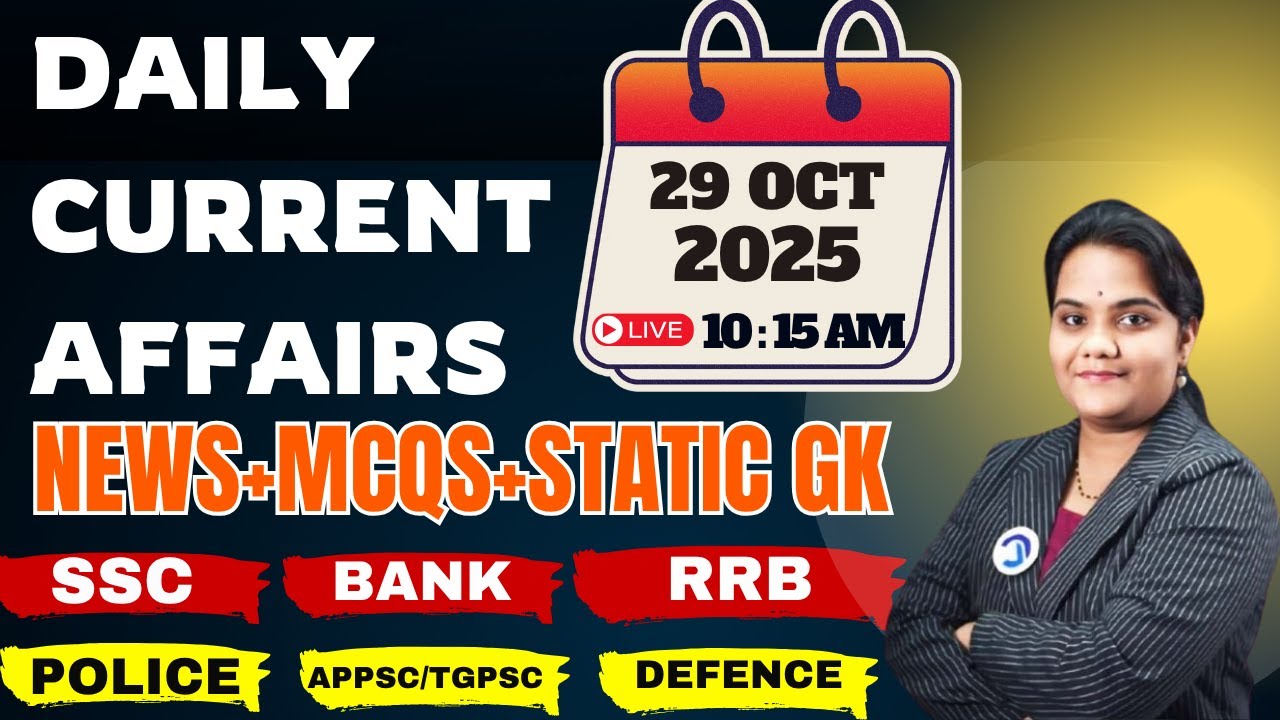 📅29 October 2025 Current Affairs | Important GK & MCQs For All SSC ...