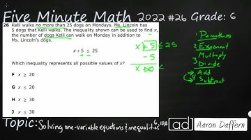 6th Grade STAAR Practice Solving One-variable Equations and Inequalities (6.10A - #10)
