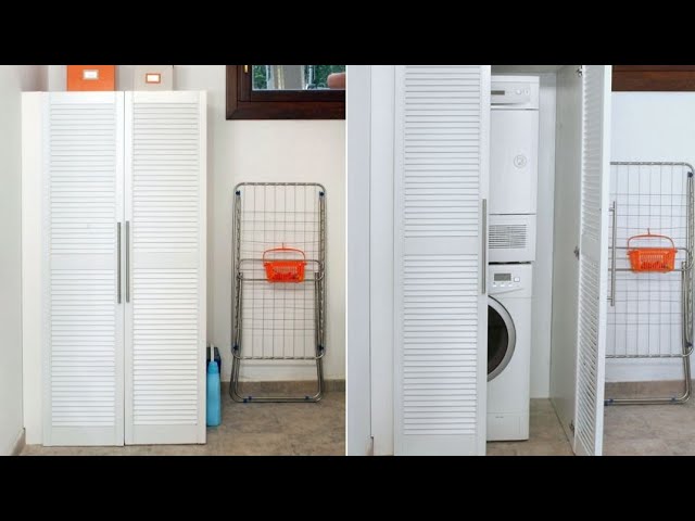 Mueble columna lavadora-secadora exterior: organización funcional