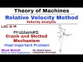 2.14. Relative Velocity Method | Problem#5 | Crank & Slotted Mechanism | Velocity Analysis |KOM