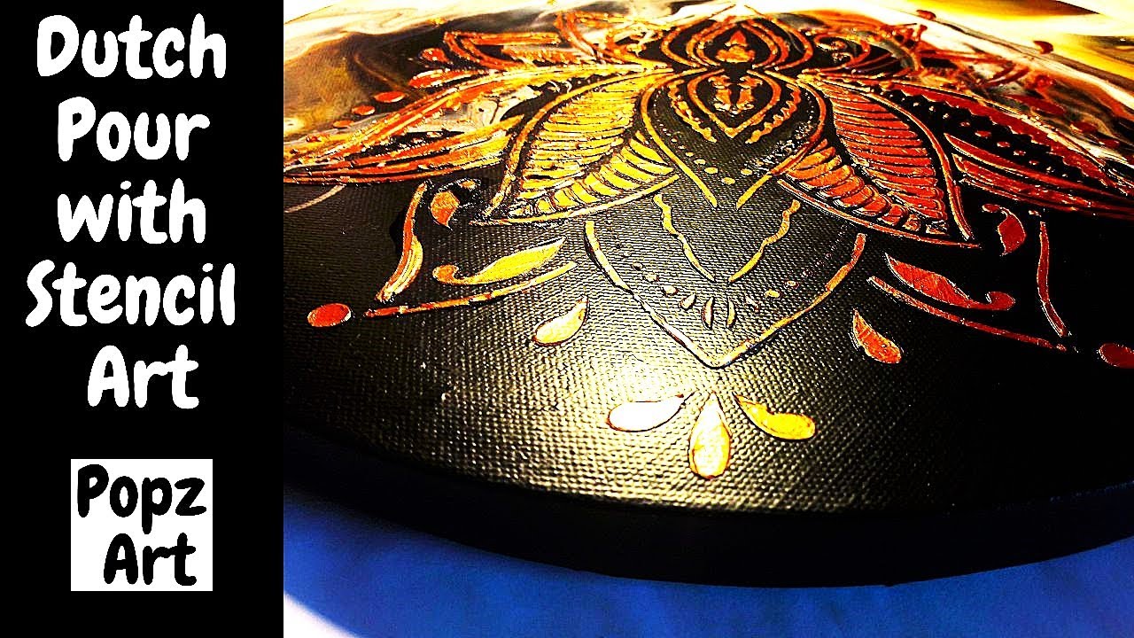 Acrylic Pouring With Stencil In Copper - Full Tutorial - Fluid Art - Abstract Painting Inspiration