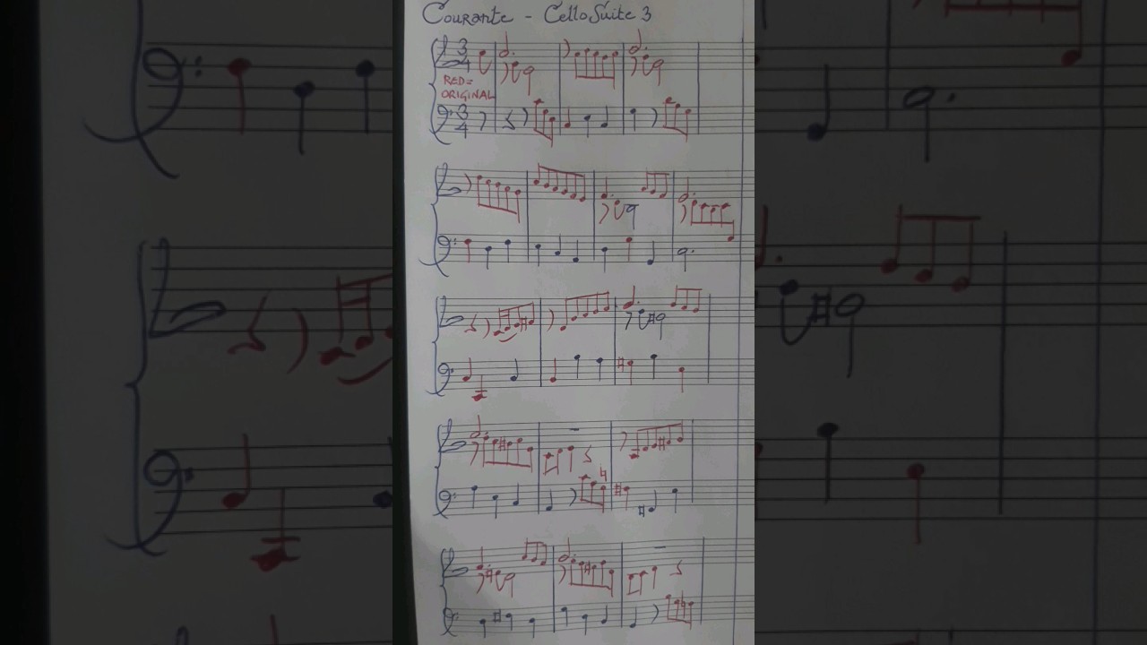 Courante, Cello Suite 3 for piano 