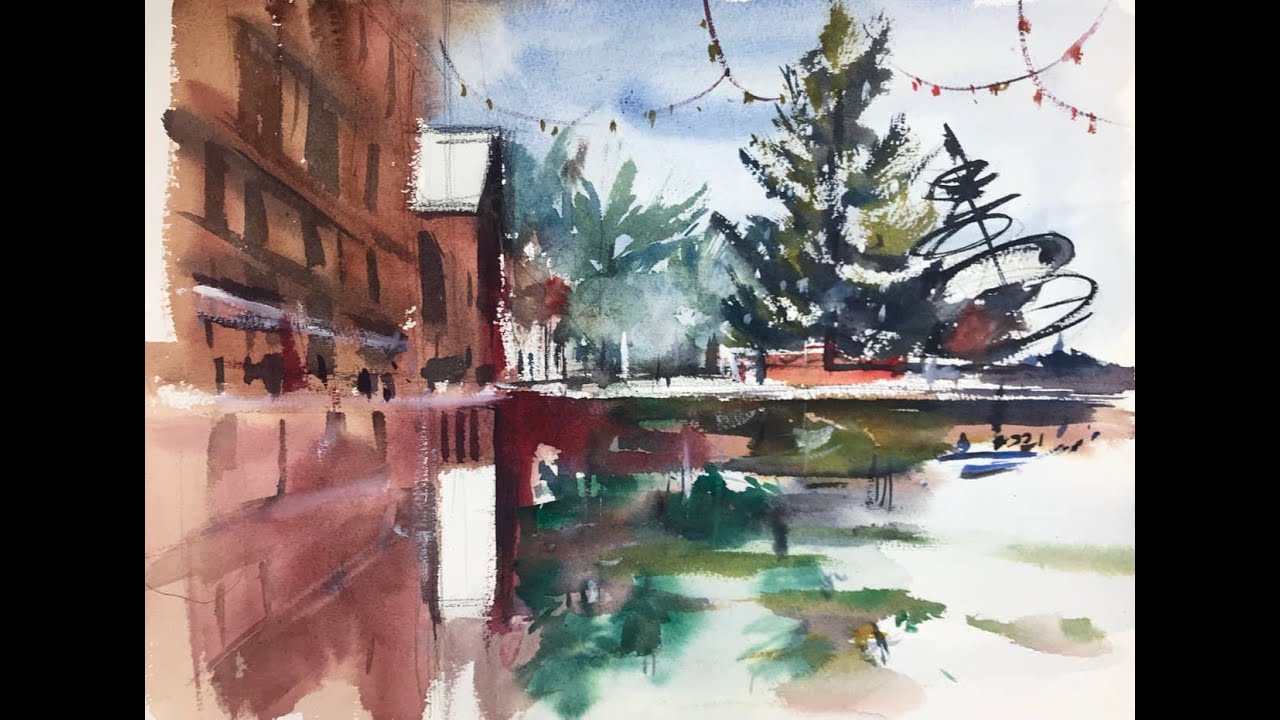 Loose Urban landscape Watercolour Demo by Farid