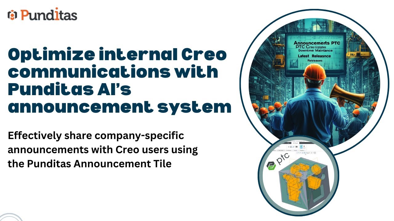 How to access the announcements tile in Punditas AI for PTC Creo?