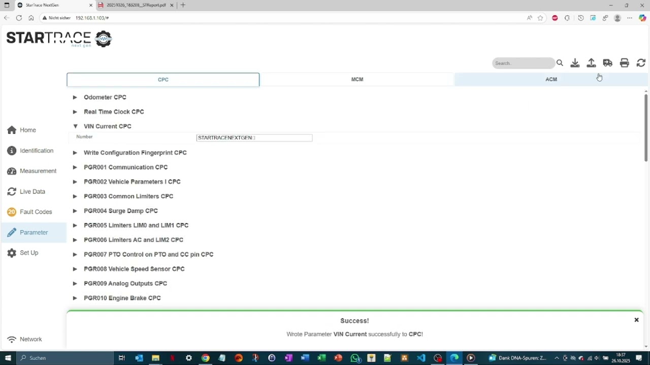 StarTrace NextGen  - Read and Write Parameters