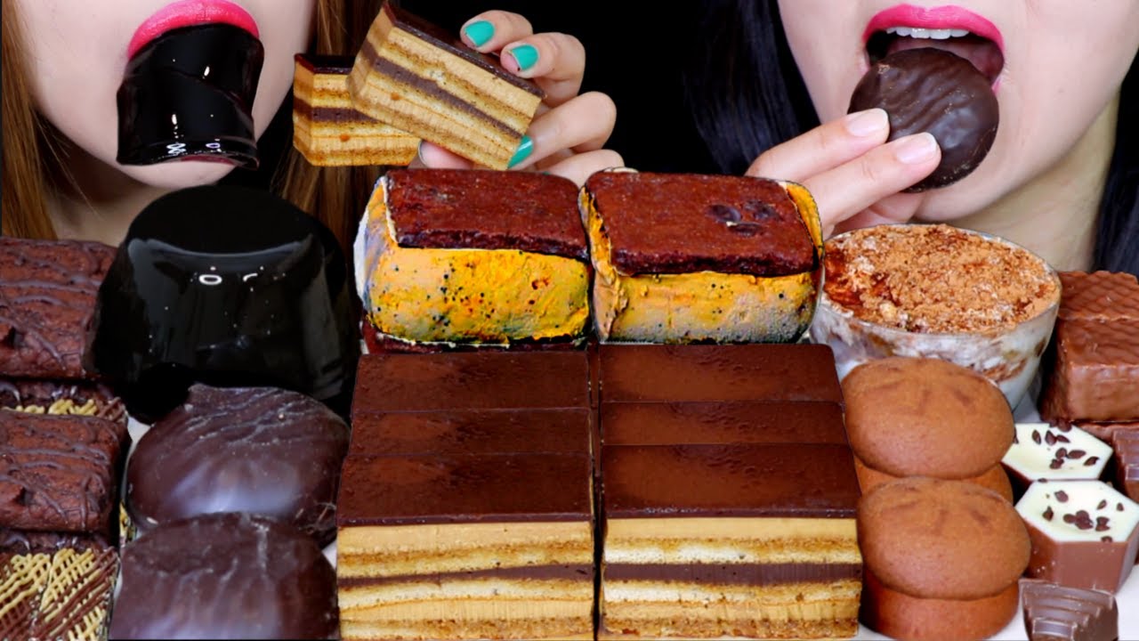 ASMR CHOCOLATE BROWNIE ICE CREAM, COFFEE JELLY, CHOCO MARSHMALLOWS, TIRAMISU, CHOCOLATE TRUFFLES 먹방