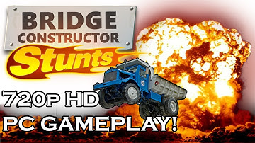 Bridge Constructor Stunts : HD PC Gameplay : Epic Jumps and Exploding Barrels!
