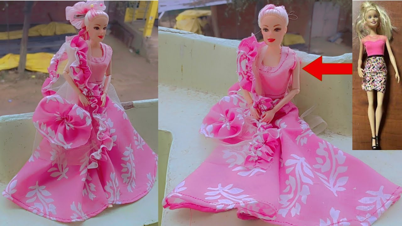 Barbie Doll Ke kapde Kaise Banaen How To Make Barbie Doll Clothes