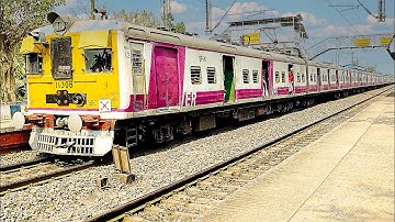 Beautiful EMU Local train entered in a station through Railway Gate | Indian Railway [4K]