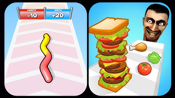 Sandwich Runner vs Gummy Worm Go ! - All Levels SpeedRun Gameplay Android iOS 