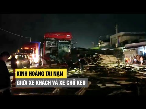 Video Kinh hoàng tai nạn giữa xe khách và xe chở keo, người... - youtube