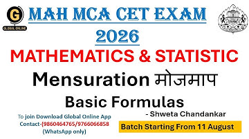 MAH MCA CET Exam 2026| Mathematics& statistic| Mensurationमोजमाप​BasicFormulas| By Shweta Chandankar