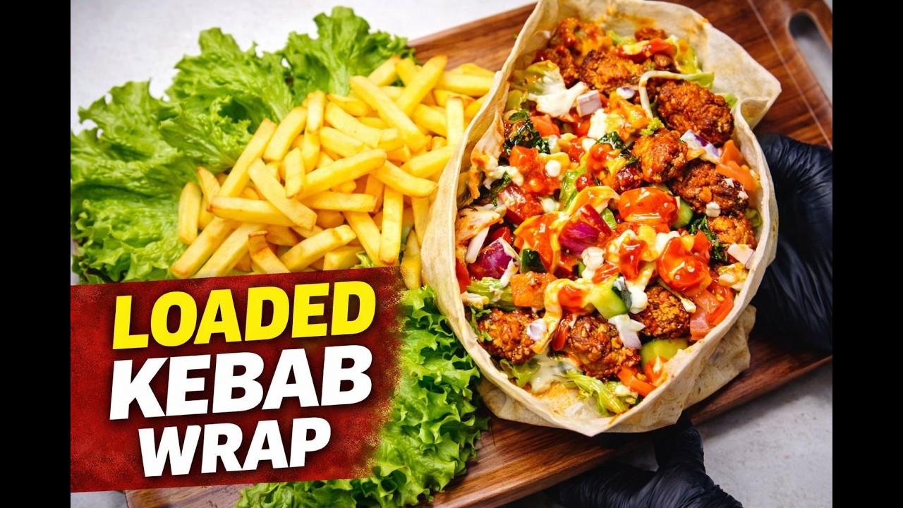 Loaded Chicken Kebab Wrap with Fries | Easy Homemade