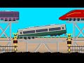 可動橋の交差点がある線路-消防車、パトカー、掘削機 | Railroad Tracks with Movable Bridge Intersections - Railraod Crossing