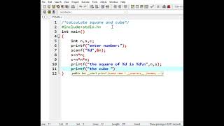 Calculate square and cube using c