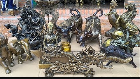 Đồ long ký bằng đồng _ Ngựa đẻ trứng vàng _ Trâu Pháp lam . Trưa 16/8 #đồcổcầnthơ #đồcổ #doxua