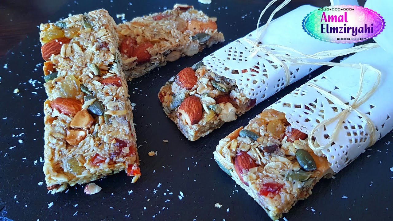 وصفة صحية بالشوفان والمكسرات اصابع الطاقة Homemade Granola Bars