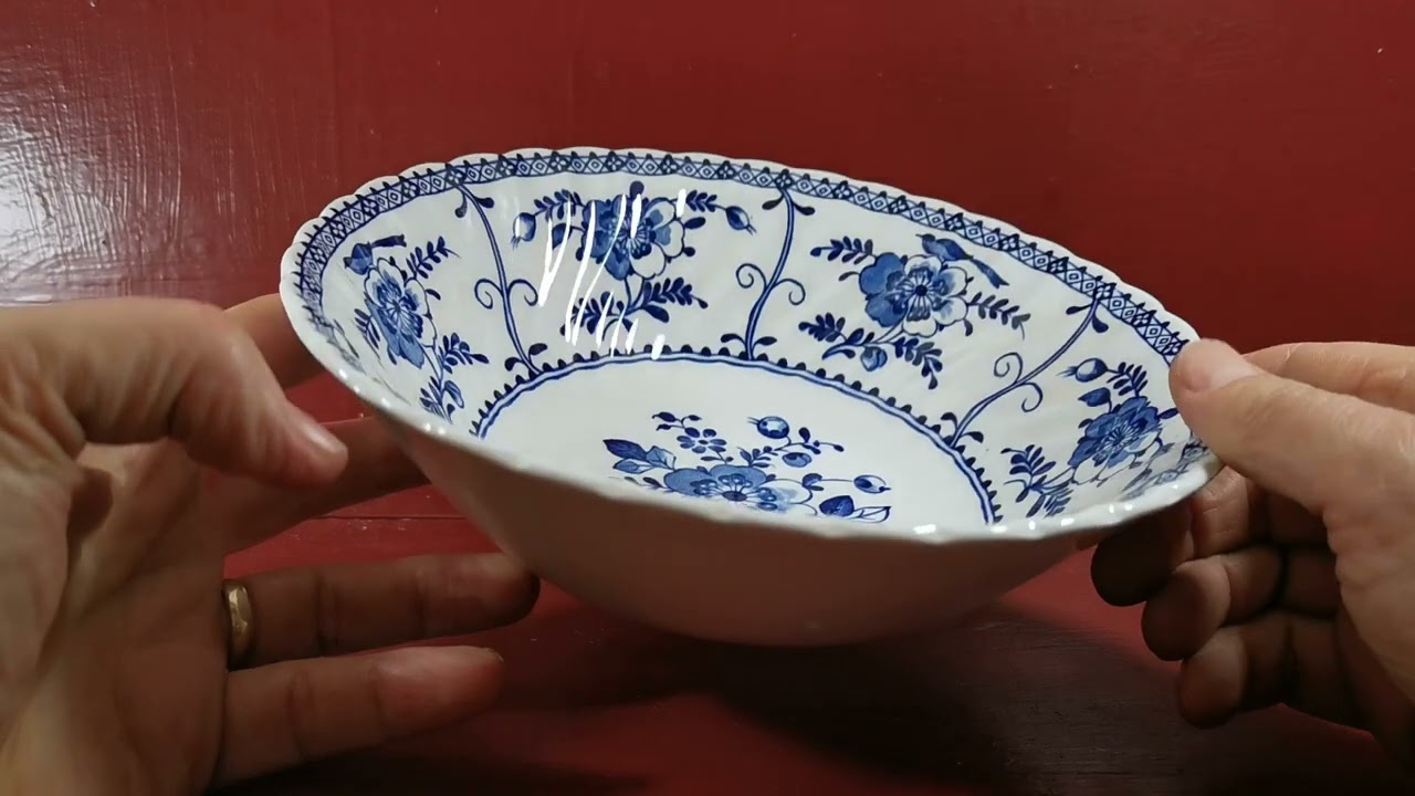 食器 Johnny Johnson Brothers Blue Indies Blue and White China Serving Bowl
