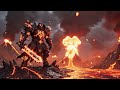 Heavy Metal Demon Warrior in Volcanic Apocalypse | Epic Dark Fantasy Cinematic Loop 4K