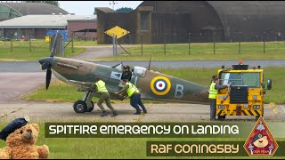 EMERGENCY: SPITFIRE P7350 ENCOUNTERS ENGINE PROBLEMS SECONDS BEFORE LANDING • RAF CONINGSBY 06.06.23