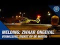 TRAUMAHELIKOPTER komt ter plaatse bij een zware aanrijding. Politievlogger Jan-Willem op de motor.