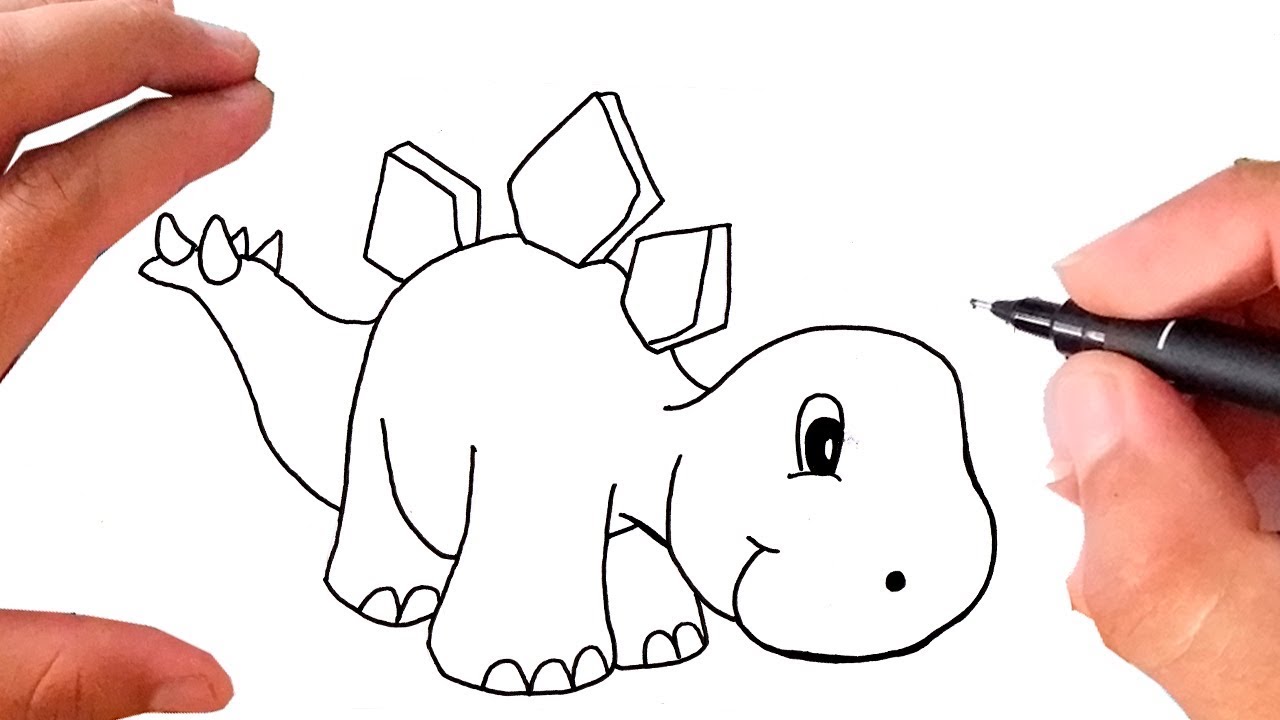 COMO DESENHAR UM DINOSSAURO BEM FÁCIL - Desenhos fáceis para