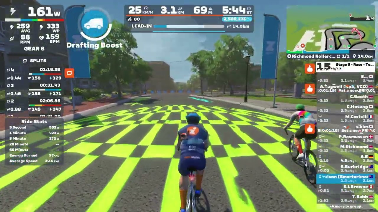 Zwift - Race: Stage 6 - Race - Tour de Zwift (B 390-510) on Richmond Rollercoaster in Richmond