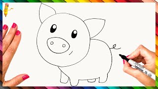 How to draw a Pig Step by Step 🐖 Pig Drawing Easy