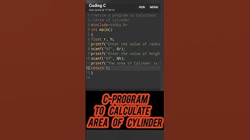 C-Program To Calculate Area of Cylinder #cprogramming #calculation #coding