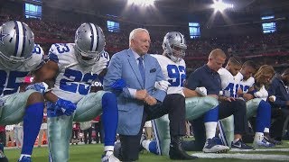 Cowboys owner Jerry Jones kneels with Dallas players before anthem in Arizona