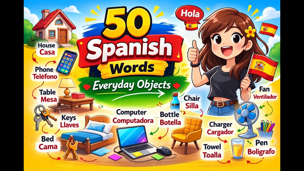 Learn 50 Everyday Spanish Words with Examples + Quiz | Beginner Spanish Lesson