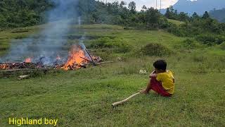 bad guys took advantage of the orphaned boy's time to cast a fishing net and set fire to his house