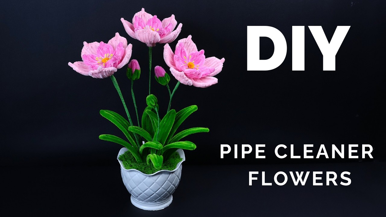 🌸 DIY Pipe Cleaner Peony Flowers | Beautiful Handmade Flower Pot