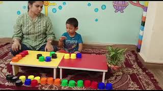 Colour Sorting Fun for Playgroup kids with Painted Paper Cups #top10bestpreschoolinbangalore