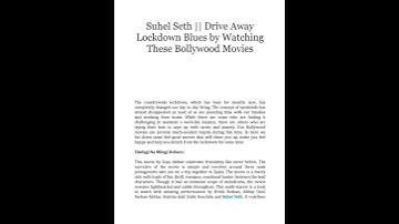Suhel Seth || Drive Away Lockdown Blues by Watching These Bollywood Movies