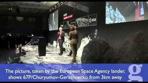 Philae space lander sends back first image of comet landing – video   Science   The Guardian