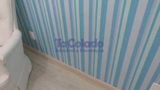 ML | Como Aplicar Papel de Parede Adesivo - Modelo Listras Rápidas Soft Azul | Loja TaColado screenshot 5