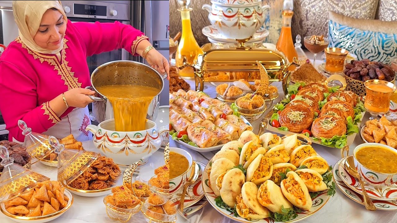 أول فطور رمضان جبتلك كلشي حتى العشاء و السحور مائدة كاملة من المملحات حتى العصير تحلية خطيرة دجاج