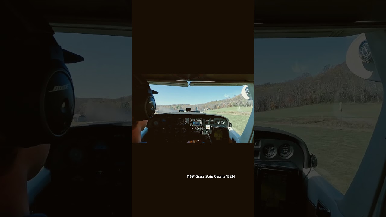 1169’ Grass Strip in Cessna 172M 160hp (cockpit view is of a different landing at same strip)