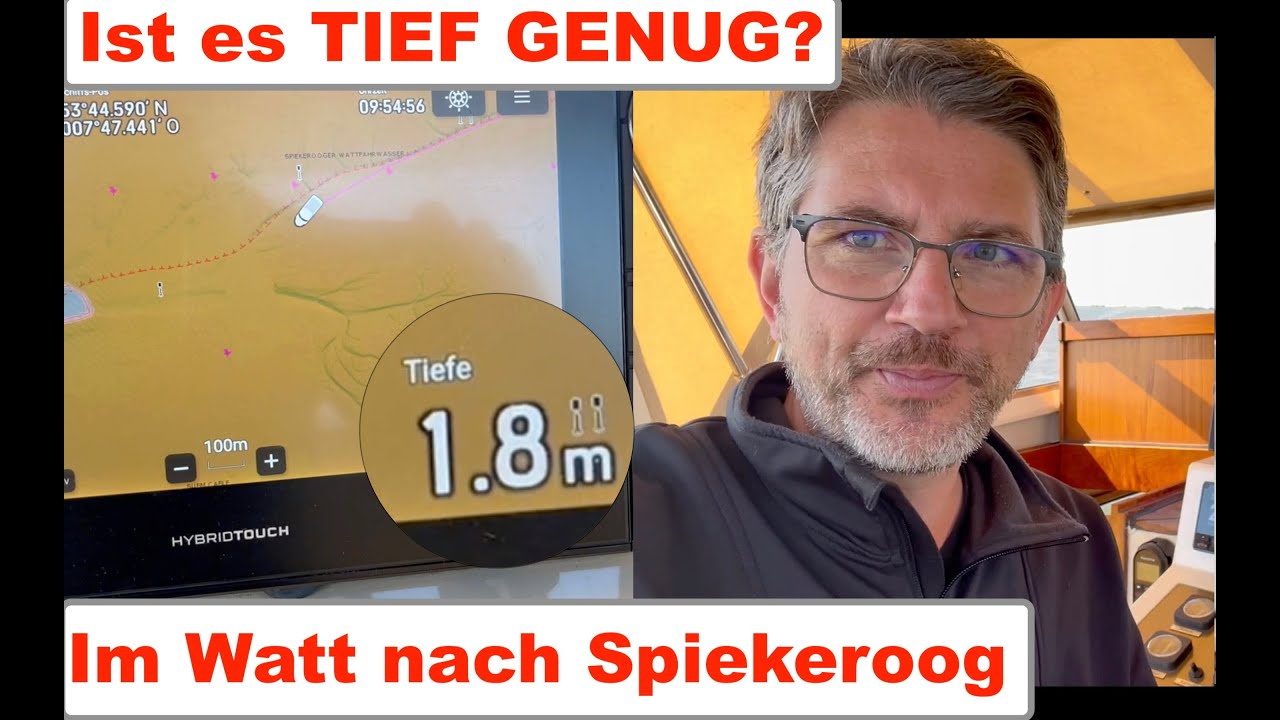 GERADE NOCH die Handbreit Wasser unter dem Kiel: Im Wattfahrwasser nach Spiekeroog.