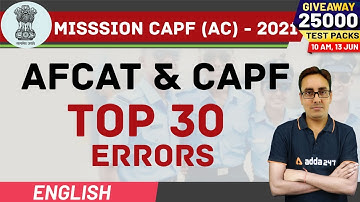 CAPF English Grammar | AFCAT | Top 30 Errors