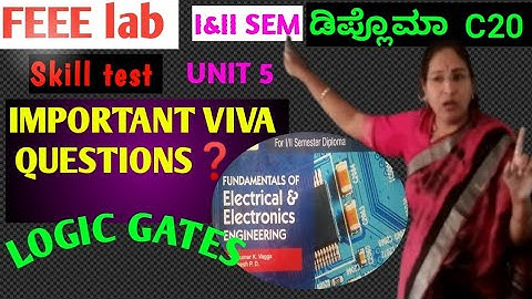 Logic Gates Viva Questions with Answers | Viva questions on Logic gates in FEEE lab|Diploma|Enginee